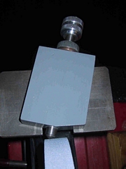 Top view showing the angle at which  it addresses the surface of the wheel.
